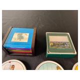 Vintage Cartoon Coaster Collection with Prague Bridges Box and Atomic Token