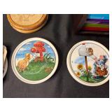 Vintage Cartoon Coaster Collection with Prague Bridges Box and Atomic Token