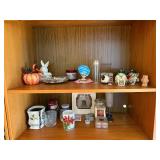 VTG Assorted Holiday Decor & Trinkets - Ceramic Owls, Shell Bowl, Pumpkin, Bunny