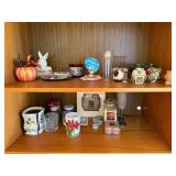 VTG Assorted Holiday Decor & Trinkets - Ceramic Owls, Shell Bowl, Pumpkin, Bunny