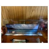 Bird Figurines & Beach Photo Display on Wood Shelf - Cardinals & Beatles Books