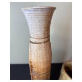 Two-Piece Ceramic Vase & Planter - Handmade Studio Pottery Set with Textured Dots