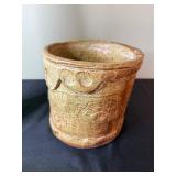 Two-Piece Ceramic Vase & Planter - Handmade Studio Pottery Set with Textured Dots