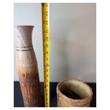 Two-Piece Ceramic Vase & Planter - Handmade Studio Pottery Set with Textured Dots