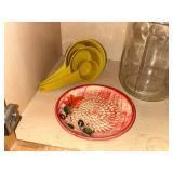 Kitchen Cabinet Contents - White Wire Racks, Jars, Spoons, Candles & Decor