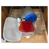 Pyrex Glass Measuring Cups (2) - Pitcher, Floral Covered Dish & Kitchenware Set