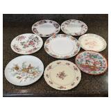 Assorted China Plates - Floral Border Designs & Commemorative Veseli Plate
