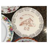 Assorted China Plates - Floral Border Designs & Commemorative Veseli Plate