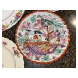Assorted China Plates - Floral Border Designs & Commemorative Veseli Plate