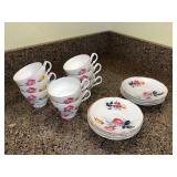 Royal Ascot Bone China Teacups with Roses & Plates - Made in England