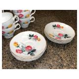 Royal Ascot Bone China Teacups with Roses & Plates - Made in England
