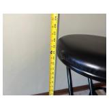 Black Metal Bar Stools (Lot of 2) & Framed Floral Print