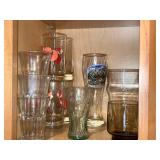 Assorted Clear Glassware - Highball Glasses, Tumblers & Souvenir Glasses