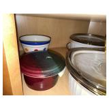 Island View Pottery Microwave Egg Cooker - White Ribbed Bakeware With Lids - Yellow Dish - Bowls