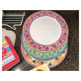 Everlast Hand Forged Aluminum Serving Tray with Handles - Colorful Plates