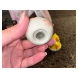 Assorted Ceramic Figurine Salt & Pepper Shakers & Floral Decor Jar