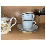 Paragon Minuet Fine Bone China Teacups & Saucers Set - English Floral Pattern