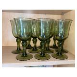 VTG Emerald Green Glass Goblets