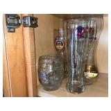 Pabst Mansion Beer Glass & Assorted Logo Glassware - Erdinger & Budweiser Set