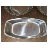 Stainless Steel Serving Set - 2 Bowls, Oval Tray, Teapot, Sugar & Creamer