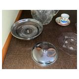 Crystal Glassware Set - Cut-Crystal Pitcher, Teacup & Saucer, Octagonal Plates, Lids