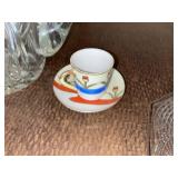 Crystal Glassware Set - Cut-Crystal Pitcher, Teacup & Saucer, Octagonal Plates, Lids