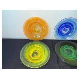 VTG Murano-Style Swirl Glass Bowls - Assorted Colors