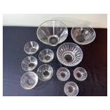Glass Bowls Set - Clear, Assorted Sizes