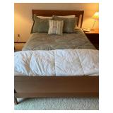 Queen Bed Frame - Mattress & Bedding Included, MCM Wooden Head/Footboards
