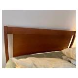 Queen Bed Frame - Mattress & Bedding Included, MCM Wooden Head/Footboards