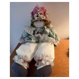 Applause Plush Dolls Set - Vintage Rag Dolls with Light-Blue Booties