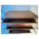 MCM Wood Dresser - 4-Drawer Chest with Double Knob Pulls, Brown Finish