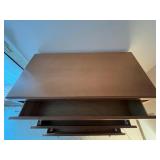 MCM Wood Dresser - 4-Drawer Chest with Double Knob Pulls, Brown Finish