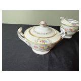 Went Worth China DresRosa - 3pc Porcelain Serving Set: Lidded Sugar Bowl, Creamer & Compote Dish