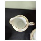 Went Worth China DresRosa - 3pc Porcelain Serving Set: Lidded Sugar Bowl, Creamer & Compote Dish