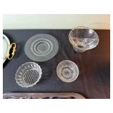 KROMEX Made in USA Silver Serving Tray with Crystal Glassware Set