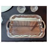 KROMEX Made in USA Silver Serving Tray with Crystal Glassware Set