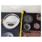 KROMEX Made in USA Silver Serving Tray with Crystal Glassware Set