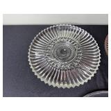 VTG Glass Plate & Center Tray Set - Clear Ribbed Plates & Silver Mirror Plate