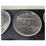 VTG Glass Plate & Center Tray Set - Clear Ribbed Plates & Silver Mirror Plate