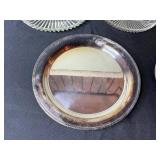 VTG Glass Plate & Center Tray Set - Clear Ribbed Plates & Silver Mirror Plate