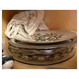 Crystal Glassware & Dinnerware Collection - Etched Bowls, Pressed Pattern Plates, Holly Decor