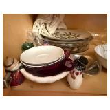 Crystal Glassware & Dinnerware Collection - Etched Bowls, Pressed Pattern Plates, Holly Decor