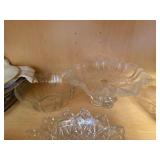 Crystal Glassware & Dinnerware Collection - Etched Bowls, Pressed Pattern Plates, Holly Decor