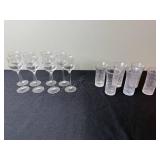Clear Glass Stemware Set - Wine Goblets & Crackle Glass Tumblers