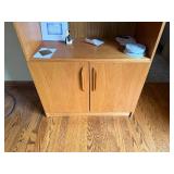 Oak Wood China Cabinet with Glass Doors - 76 in H x 31 in W x 16 in D - contents not inc