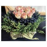 Garden Path Floral Canvas Painting - 36 in Tall & 2 Faux Flower Arrangements Included