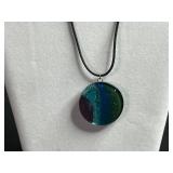 Assorted Jewelry Set: Nebula Resin Necklace w Matching Earrings, Silver Tone Tassel Pendant Necklace & Floral Box