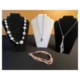 Assorted Necklace Jewelry Collection - w Pendants, Beads & Gem Stones
