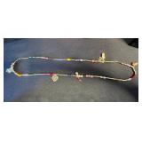 Red Bead Necklace Set with Treska Sunburst Pendant & Silver Charm Necklaces